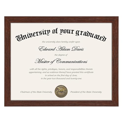 Image of upsimples Certificate Frame, 8.5 by 11 Diploma Frames, 1 Pack, Mahogany | Clear Plexiglass, 8.5x11 Document Degree Frames for Gallery Wall and Tabletop, Graduation Gift
