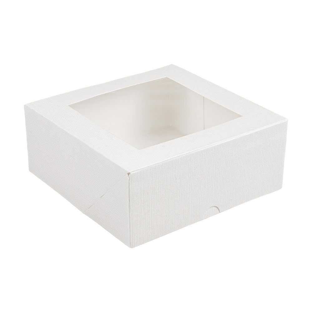 Lot de 50 boîtes à pâtisserie avec fenêtre 'Thepack' 250 g/m2 + Opp 18 x 18 x 7,5 cm Blanc Carton Ondulé Nano-Micro