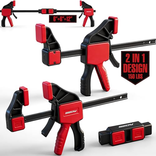 3-Piece 6 Inch Bar Clamps for Woodworking with Clamp Connector,