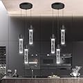 dolria 3-Lights Pendants Light for Kitchen Island Chandeliers Dining Room Pendant Lighting Fixture Bubble Crystal Ceiling Hanging Lights Bedroom Island Kitchen 6000K White Light Fixtures Black