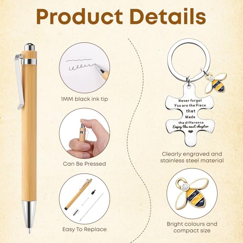 Aurvivia ﻿3Pcs Leaving Gifts for Colleagues,Thank You Gifts Employee Appreciation Gift,100 Pages Kraft A5 Notebook with Ballpoint Pen and Keychain for Staff Colleagues Teachers Friends - Image 3