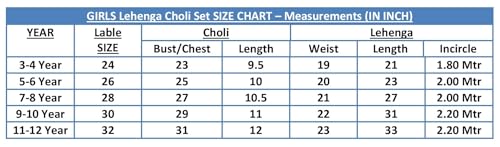 Image of GORLYA Girl's Rayon Printed Traditional Lehenga with Puff Sleeve Designer Choli Set