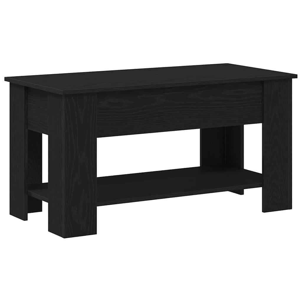 Mesa de centro de roble negro 101 × 49 × 52 cm, estantería, madera, patas ajustables en altura, moderna, salón, dormitorio y oficina