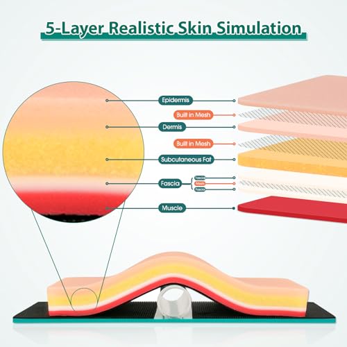 Image of DIY Suture Training Pad with Advanced 5-Layer Skin Simulation & Magic Tape Tension Base, Suture Practice Pad for Medical Students and Nurses - Light