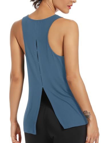 Image of Muzniuer Womens Yoga Workout Tops-Cute Open Back Running Gym Activewear Sports Shirt for Women