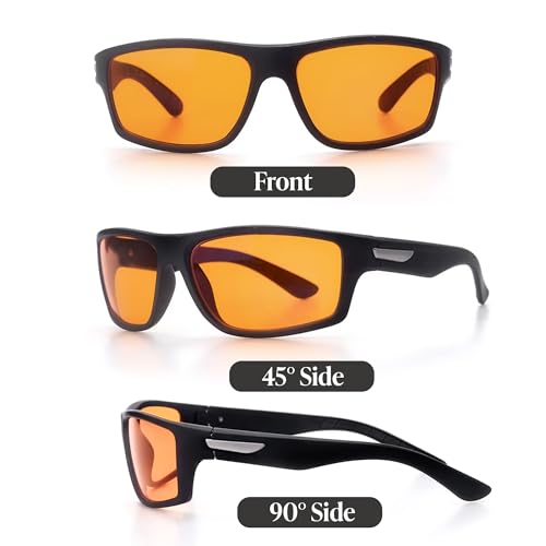 Image of AutoStory Blue Light Blocking Glasses for Sleep - 99.9% Blue Light Filter Amber Lenses - Nighttime Glasses for Relaxation, Better Sleep & Eye Protection - Wraparound Fit for Men & Women
