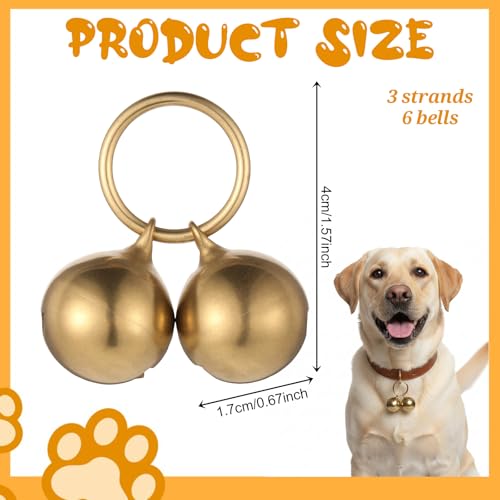 TIESOME 6 Stück Laute Glocken, Glocke für Hundehalsband Messing Glöckchen Vintage Hundeglocke für Haustiere Trainieren Heimtürdekoration