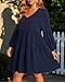 Pinup Fashion Navy Blue Dress Women Plus Size Tunic Long Sleeve Babydoll Shift V Neck Casual Loose Flowy Swing Ruffle Dresses