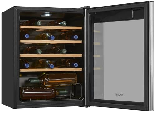 Exquisit® Vinoteca, 24 Botellas, Clase G, 66 Litros, Rango Temperatura 5ºC a 18ºC, 4 Estantes de...