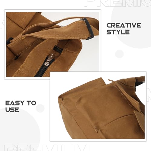 Grand cabas marron vintage et sac à main rétro en toile pour femme - 4