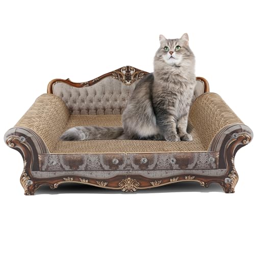 COOZMENT Sofa Shaped Scratching Couch Thick Scratching Cardboard Lounge Bed for Indoor Rest&Play Sofa Scratcher Pad (23 L X 12.2 W X 10.6 H)