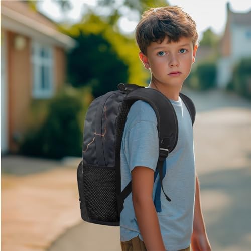 Elementary Boys Backpack with Lunch Box Flame Python Snake Bookbags for 5th Grade Kids with Large Capacity 17 Inch Backpack for Boys Portable Pencil Case Bottle Sleeve for Back to School3