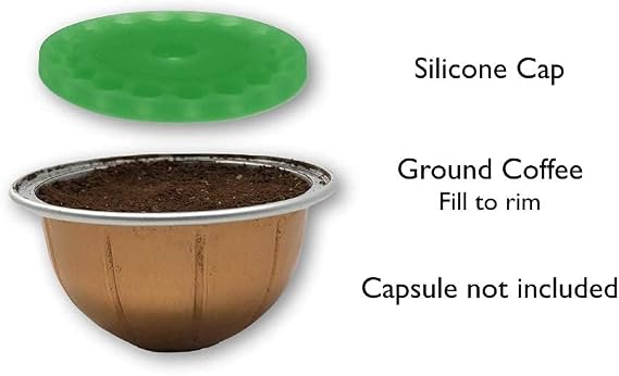My-Cap Silicone Capsule Caps - Compatible with Nespresso Vertuo Pods - Reusable, Food Grade & BPA Free Coffee Pod Cap - Reuse your Nespresso Vertuo Capsules