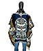 MYTHICAL ECUADOR Alpaca Poncho Men Ponchos Adult Fair Trade Ponchos Interactive Garment by Mythical Ecuador Artisan Crafted men's poncho (Blue-black Aya Uma)