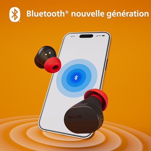 Philips TAA5508BK/00 Écouteurs sans fil True Wireless |Son Naturel | Réduction du Bruit Pro | Maintien Parfait Intra-auriculaires | Jusqu'à 28 h d'autonomie | Micro | Boîtier de charge | IPX5 | Noir |