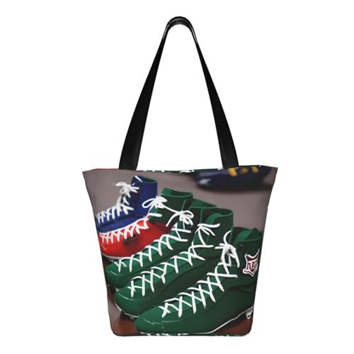 American Football Laces Print Lightweight Shoulder Bag Summer Outings Tote Bags Travel Hiking Work Casual Use3