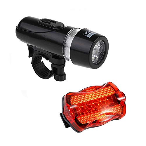 YTFU Juego de luces LED para bicicleta, impermeable, faros delanteros y traseros, funciona con pilas, para todas las bicicletas de carretera, bicicletas de montaña, 51QT9835V2IZ20TBJR, negro Cover