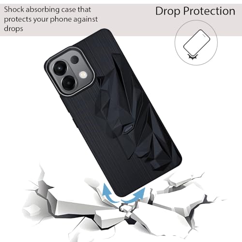 Image of NIUKIN Soft Back Case for Oppo K13 5G | 3D Engraved Design | Shockproof Scratch Proof Cover | Metallic Camera Ring | Black