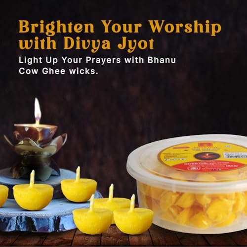 Image of BHANU Pure Cow Ghee Diya for Pooja, (200 Pcs) Pack of 2 | Readymade ghee Diya Batti | Easy to Use & Long Lasting Diya Wicks | Wax Free Batti for Pooja, Festivals & Religious Rituals