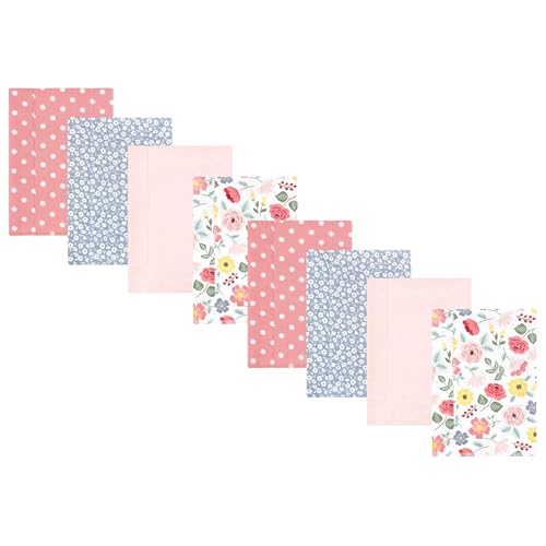 Image of Hudson Baby Cotton Poly Flannel Burp Cloths Multipack, Modern Botanical 8-Pack, One Size