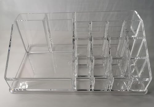 YOWOCHUNG Series Model HZ-05 Acrylic Makeup Organizer, Clear Cosmetic Storage Display, Multi-Compartment Holder for Lipstick, Nail Polish, Brushes