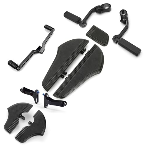 For Harley Davidson Floorboards Touring Street Road Glide Passenger Defiance Floorboards Motorcycle Footboards (All Black, comb sets with highway pegs)