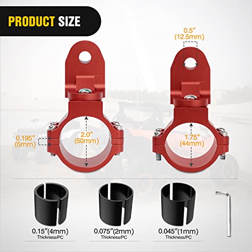 Image of Nilight UTV Flag Antenna Mount Red 1.5 inch to 1.75 inch and 1.75 inch to 2 inch Roll Bar