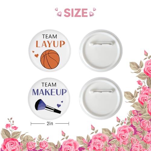 10 Pcs Basketball Gender Reveal Button Pins, Team Layup Team Makeup Badge Pins, Boy or Girl Button, Basketball He or She Stain Brooch for Baby Shower/Gender Reveal Party Decorations2