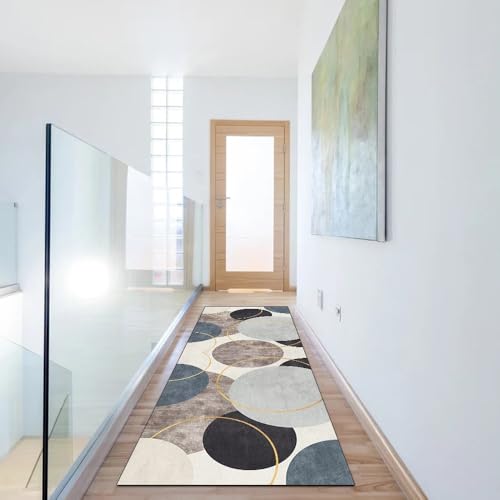 Alfombra de pasillo de 50x350 cm lavable con diseño patchwork gris 6
