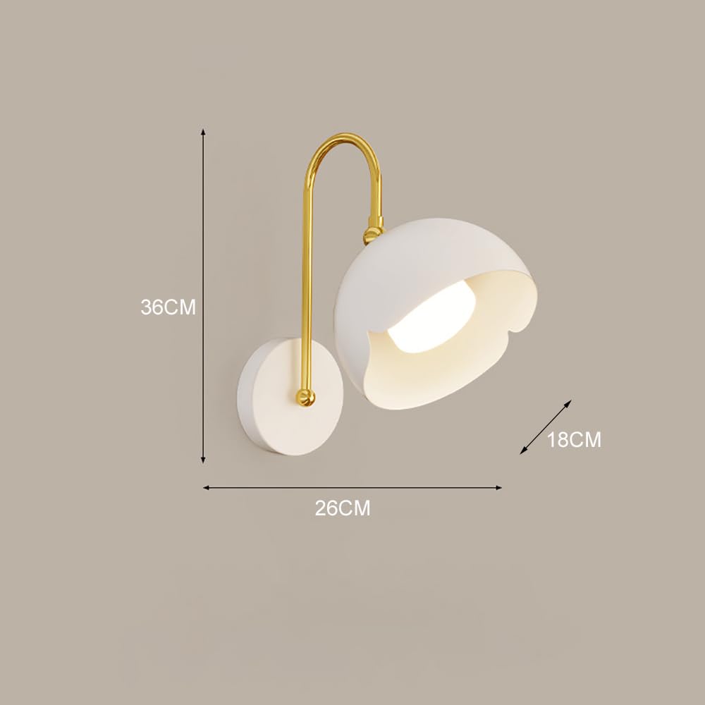 Jadssox Aplique de pared LED blanco de 7 W, lámpara de pared simple nórdica con pantalla de metal, accesorios de iluminación de pared para sala de estar, dormitorio, sala de estudio, pasillo (H:36 cm)