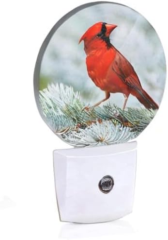 Miniatura 8 de Uanvaha Luz nocturna cardenal, pájaro rojo del norte en rama de árbol, luz nocturna LED para encendidoapagado automático para pasillo, escalera,