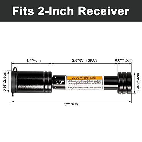 Topshine Black Hitch Pin Lock, 5/8" Dia Trailer Hitch Looking Pin With Keys Keyed Alike For 2 Inch Receiver #TOP1