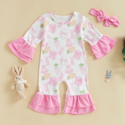 My First Easter Baby Girl Outfit Easter Bunny Egg Long Sleeve Romper Jumpsuit Spring Newborn Girl Outfits Clothes3
