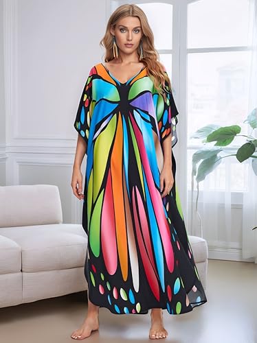 Image of NFVNKJ Women's Plus Size Beach Lounge Kaftan Maxi Dress Swimsuit Coverup for Women