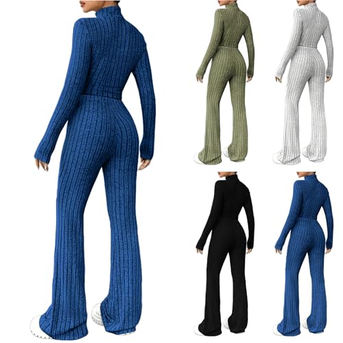 MJGkhiy Chándal de invierno completo para mujer, 2 piezas, suéter con pantalón ancho, conjuntos de lana, elegante, informal, monos de suéteres cómodos para otoño, conjunto a juego, invierno, ropa para