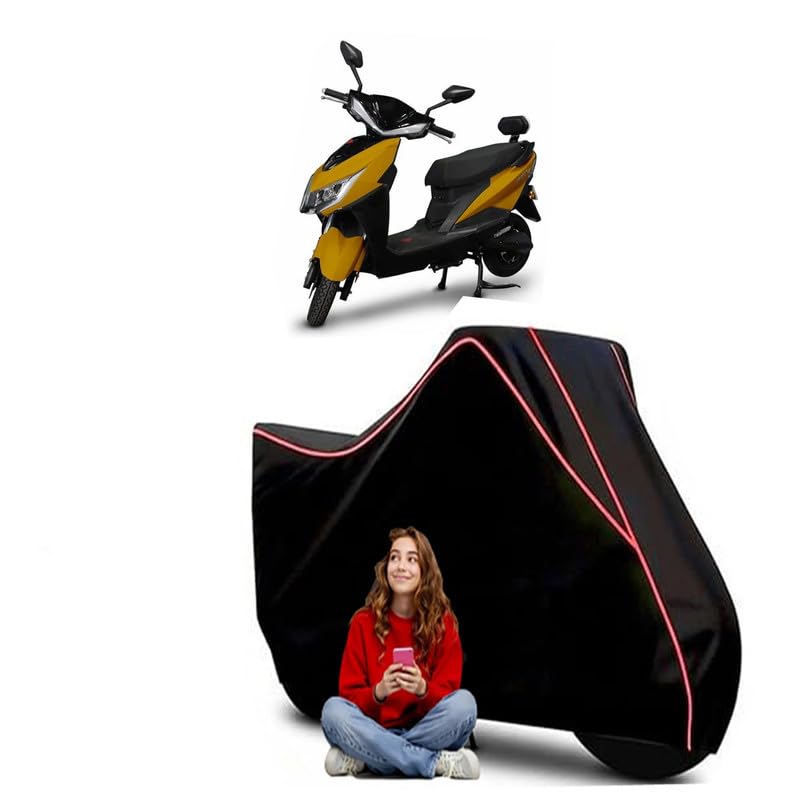 Image of Drift DX - Electric Scooty Bike Cover Water Resistant Outdoor Use Universal Fit Scooters Motorcycles Heavy Duty UV Protection Dust Rain Scratch Resistant Elastic Bottom Black Blue Piping