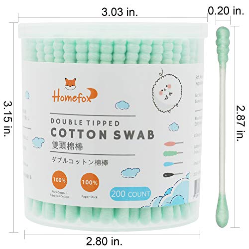 Image of Green Cotton Swabs Spiral - 400 Count Organic Cotton Buds Double Side Tightly Wrapped Cotton Tips Paper Stick Soft Gentle Lint-Free Cruelty-Free, Round & Spiral (Green)