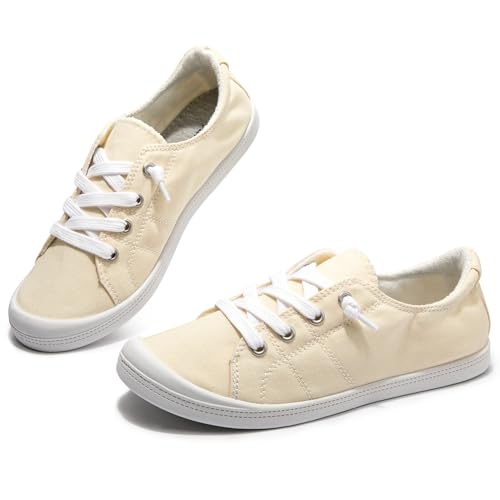 Image of Womens Slip On Shoes, Canvas Low Top Sneakers, Casual Classic Flat Shoes | Comfort Fashion Sneaker with Non Slip Rubber Outsole, Lightweight Tennis Shoes for Walking, Shopping, Picnic, Travel