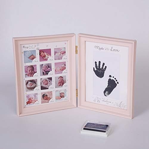 Hot My First Year Baby Gift Kids Birthday Gift Home Family Decoration Ornaments 12 Months Picture Photo Frame with Craft Ink Pad (Pink)