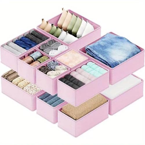 La mejor comparación de Organizadores de cajones los 5 mejores. 50 NACOOL 10 PCS Organizadores de Cajones, Organizador de Cajones para Ropa, Organizador de Calcetines para Cajon Plegable, para Clasificar Ropa Interior, Bragas, Calcetines (Rosa)