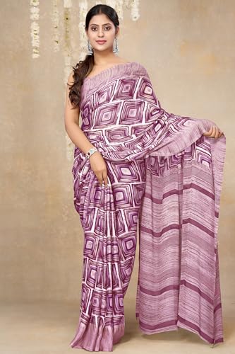 Image of MIRCHI FASHION Saree for Woman Chiffon Madhubani Print | Breathable Comfortable Printed Saree for Office and Regular Use (Available in 15 Designs)