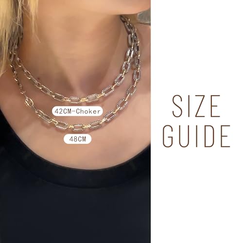 Wire Necklaces for Women, 2 Tone Link Chain Necklaces Circles Gold and Silver Adjustable Necklaces Costume Jewelry for Women Gifts3