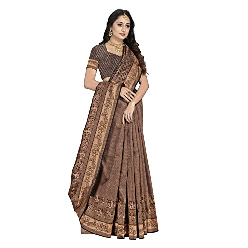 Image of StyleScope Women's Banarasi Silk Jacquard Kanjivaram Saree With Litchi Silk Unstitched Blouse Piece (Silk Diwalii)