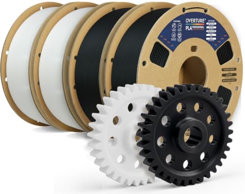 Image of OVERTURE 4KG Bundle PLA Plus (PLA+) Filament 1.75mm, Stronger & More Durable, Professional Toughness 3D Printer Filament 1kg (2.2lbs) 4 Pack, High Precision + /- 0.02mm, Tangle-Free (Black*2 & White*2)