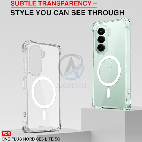 Image of AESTMO Clear Back Cover for OnePlus Nord CE 6 Lite 5G | 360 Protection | Transparent Back Cover for OnePlus Nord CE 6 Lite 5G (PC + TPU, Compatible with MagSafe Accessories, Transparent Bumper)