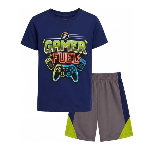 Image of Pro Athlete Active Boys Short Sets - 2 Piece Performance Crewneck Short Sleeve T-Shirt and Shorts Boys Athletic Sets (8-16)