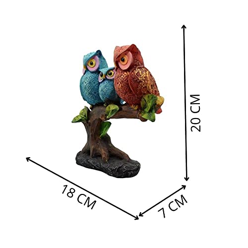 Image of PujaNPujari Owl Family Decorative Showpiece Idol Sitting On Tree for Home Decor