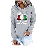 Weihnachts Kapuzenpullover Damen V-Ausschnitt Mit Kapuze Pullover Kapuzenpulli Mit Hirsch Aufdurck Für Weihnachten Teenager Mädchen Weihnachtspullover Herbst Winter Langarm-Sweatshirt Weihnachten