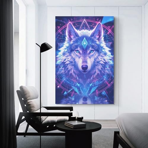 Cuadro de lobo en lienzo para decorar un salón moderno poster de 50x75cm 3
