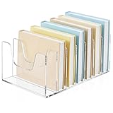 Wenqik Clear Acrylic Desktop File Organizer Vertical File Sorter 4mm Thick, Large Capacity Upright Magazine Organizer, Book Paper, Notebooks, Envelopes, Mail Holder(7 Section)